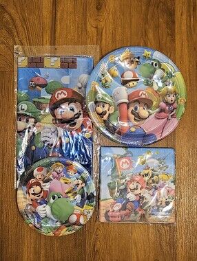 Super Mario Party Tableware Set - Red, Blue, Green, Pink, Yellow